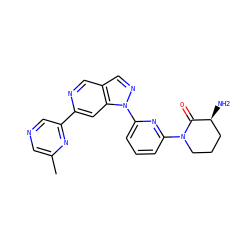 Cc1cncc(-c2cc3c(cn2)cnn3-c2cccc(N3CCC[C@H](N)C3=O)n2)n1 ZINC000211010564