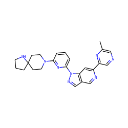 Cc1cncc(-c2cc3c(cn2)cnn3-c2cccc(N3CCC4(CCCN4)CC3)n2)n1 ZINC000211007719