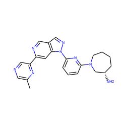 Cc1cncc(-c2cc3c(cn2)cnn3-c2cccc(N3CCCC[C@H](N)C3)n2)n1 ZINC000211053543