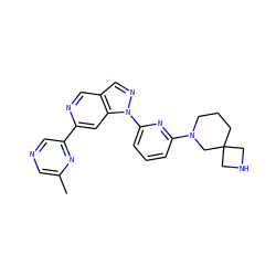 Cc1cncc(-c2cc3c(cn2)cnn3-c2cccc(N3CCCC4(CNC4)C3)n2)n1 ZINC001772632942