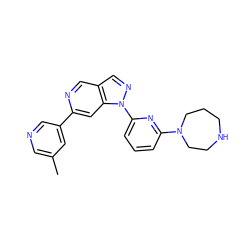 Cc1cncc(-c2cc3c(cn2)cnn3-c2cccc(N3CCCNCC3)n2)c1 ZINC000211040881