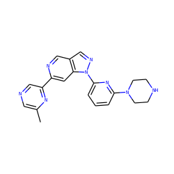 Cc1cncc(-c2cc3c(cn2)cnn3-c2cccc(N3CCNCC3)n2)n1 ZINC000211037082