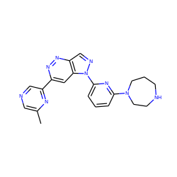 Cc1cncc(-c2cc3c(cnn3-c3cccc(N4CCCNCC4)n3)nn2)n1 ZINC001772609433