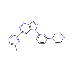 Cc1cncc(-c2cc3c(cnn3-c3cccc(N4CCNCC4)n3)nn2)n1 ZINC000224872943