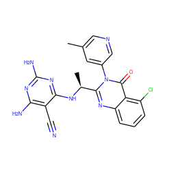 Cc1cncc(-n2c([C@H](C)Nc3nc(N)nc(N)c3C#N)nc3cccc(Cl)c3c2=O)c1 ZINC000220889130