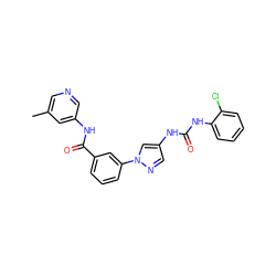 Cc1cncc(NC(=O)c2cccc(-n3cc(NC(=O)Nc4ccccc4Cl)cn3)c2)c1 ZINC000089469634