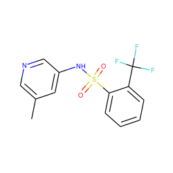 Cc1cncc(NS(=O)(=O)c2ccccc2C(F)(F)F)c1 ZINC000175921412