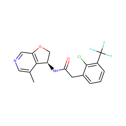 Cc1cncc2c1[C@H](NC(=O)Cc1cccc(C(F)(F)F)c1Cl)CO2 ZINC000146562494