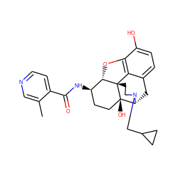 Cc1cnccc1C(=O)N[C@@H]1CC[C@@]2(O)[C@H]3Cc4ccc(O)c5c4[C@@]2(CCN3CC2CC2)[C@H]1O5 ZINC000072104562