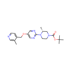 Cc1cnccc1COc1cnc(N2CCN(C(=O)OC(C)(C)C)C[C@H]2C)nc1 ZINC000084733878