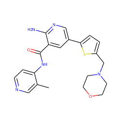 Cc1cnccc1NC(=O)c1cc(-c2ccc(CN3CCOCC3)s2)cnc1N ZINC000149939023