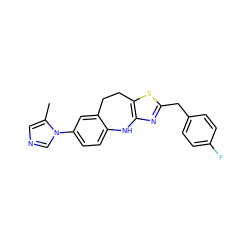 Cc1cncn1-c1ccc2c(c1)CCc1sc(Cc3ccc(F)cc3)nc1N2 ZINC000653709015