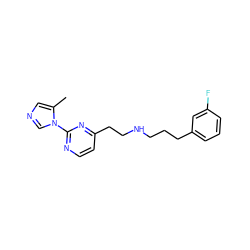 Cc1cncn1-c1nccc(CCNCCCc2cccc(F)c2)n1 ZINC000263621227