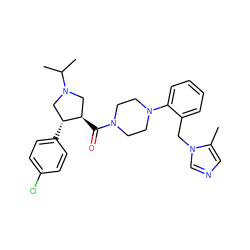 Cc1cncn1Cc1ccccc1N1CCN(C(=O)[C@@H]2CN(C(C)C)C[C@H]2c2ccc(Cl)cc2)CC1 ZINC000028959646