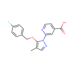 Cc1cnn(-c2cc(C(=O)O)ccn2)c1OCc1ccc(F)cc1 ZINC000146652345