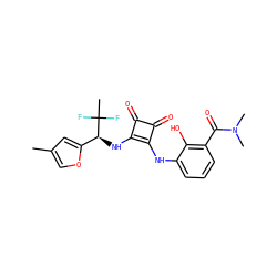 Cc1coc([C@H](Nc2c(Nc3cccc(C(=O)N(C)C)c3O)c(=O)c2=O)C(C)(F)F)c1 ZINC000101176711