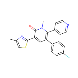 Cc1csc(-c2cc(-c3ccc(F)cc3)c(-c3ccncc3)n(C)c2=O)n1 ZINC000013473220