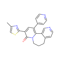 Cc1csc(-c2cc(-c3ccncc3)c3n(c2=O)CCCc2ccncc2-3)n1 ZINC000029399112