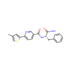 Cc1csc(-c2ccc(C(=O)N[C@@H](Cc3ccccc3)C(N)=O)cn2)c1 ZINC000199000251