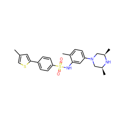 Cc1csc(-c2ccc(S(=O)(=O)Nc3cc(N4C[C@H](C)N[C@H](C)C4)ccc3C)cc2)c1 ZINC000095598521