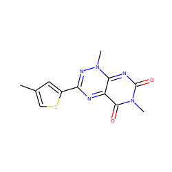 Cc1csc(-c2nc3c(=O)n(C)c(=O)nc-3n(C)n2)c1 ZINC000096282744