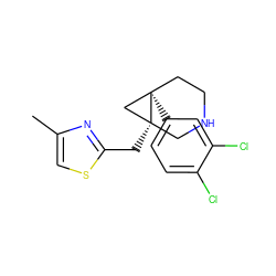 Cc1csc(C[C@@]23CNCC[C@]2(c2ccc(Cl)c(Cl)c2)C3)n1 ZINC000043207729