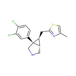 Cc1csc(C[C@H]2[C@@H]3CNC[C@@]32c2ccc(Cl)c(Cl)c2)n1 ZINC000045355698