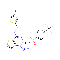 Cc1csc(CNc2nc3c(S(=O)(=O)c4ccc(C(C)(F)F)cc4)nnn3c3ccsc23)c1 ZINC000096271317