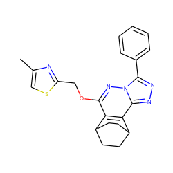 Cc1csc(COc2nn3c(-c4ccccc4)nnc3c3c2C2CCC3CC2)n1 ZINC000013610438