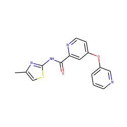 Cc1csc(NC(=O)c2cc(Oc3cccnc3)ccn2)n1 ZINC000116333841