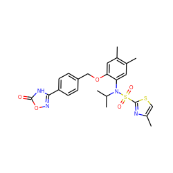 Cc1csc(S(=O)(=O)N(c2cc(C)c(C)cc2OCc2ccc(-c3noc(=O)[nH]3)cc2)C(C)C)n1 ZINC000001553680