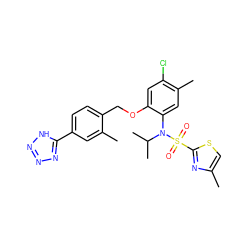 Cc1csc(S(=O)(=O)N(c2cc(C)c(Cl)cc2OCc2ccc(-c3nnn[nH]3)cc2C)C(C)C)n1 ZINC000001553678