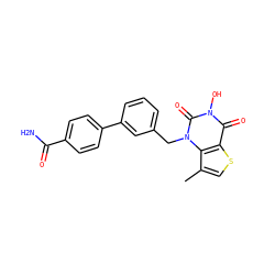 Cc1csc2c(=O)n(O)c(=O)n(Cc3cccc(-c4ccc(C(N)=O)cc4)c3)c12 ZINC000028356234