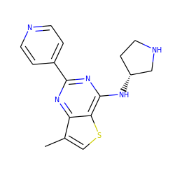 Cc1csc2c(N[C@@H]3CCNC3)nc(-c3ccncc3)nc12 ZINC000223686726