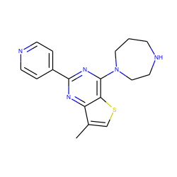 Cc1csc2c(N3CCCNCC3)nc(-c3ccncc3)nc12 ZINC000223682334