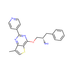 Cc1csc2c(OC[C@@H](N)Cc3ccccc3)nc(-c3ccncc3)nc12 ZINC000653672870