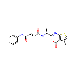 Cc1csc2nc([C@H](C)NC(=O)/C=C/C(=O)Nc3ccccc3)oc(=O)c12 ZINC000006523557