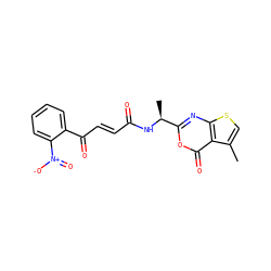 Cc1csc2nc([C@H](C)NC(=O)/C=C/C(=O)c3ccccc3[N+](=O)[O-])oc(=O)c12 ZINC000001894693