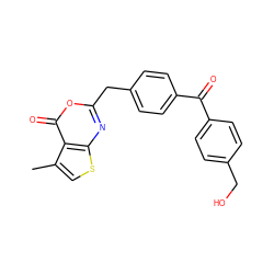 Cc1csc2nc(Cc3ccc(C(=O)c4ccc(CO)cc4)cc3)oc(=O)c12 ZINC000006523540