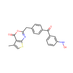 Cc1csc2nc(Cc3ccc(C(=O)c4cccc(NO)c4)cc3)oc(=O)c12 ZINC000001903930