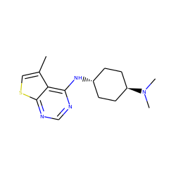 Cc1csc2ncnc(N[C@H]3CC[C@H](N(C)C)CC3)c12 ZINC001772627545