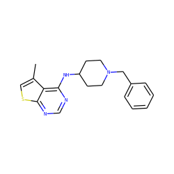 Cc1csc2ncnc(NC3CCN(Cc4ccccc4)CC3)c12 ZINC000000116401