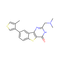 Cc1cscc1-c1ccc2sc3c(=O)[nH]c(CN(C)C)nc3c2c1 ZINC000045303335