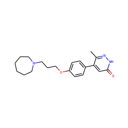 Cc1n[nH]c(=O)cc1-c1ccc(OCCCN2CCCCCC2)cc1 ZINC000073297156