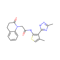 Cc1n[nH]c(-c2c(C)csc2NC(=O)CN2C(=O)CCc3ccccc32)n1 ZINC000066077417