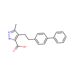 Cc1n[nH]c(C(=O)O)c1CCc1ccc(-c2ccccc2)cc1 ZINC000084615950