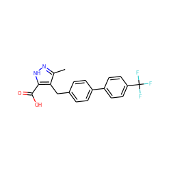 Cc1n[nH]c(C(=O)O)c1Cc1ccc(-c2ccc(C(F)(F)F)cc2)cc1 ZINC000095552240