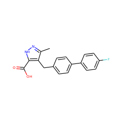 Cc1n[nH]c(C(=O)O)c1Cc1ccc(-c2ccc(F)cc2)cc1 ZINC000095553389