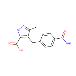 Cc1n[nH]c(C(=O)O)c1Cc1ccc(C(N)=O)cc1 ZINC000095555131