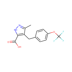 Cc1n[nH]c(C(=O)O)c1Cc1ccc(OC(F)(F)F)cc1 ZINC000095555899